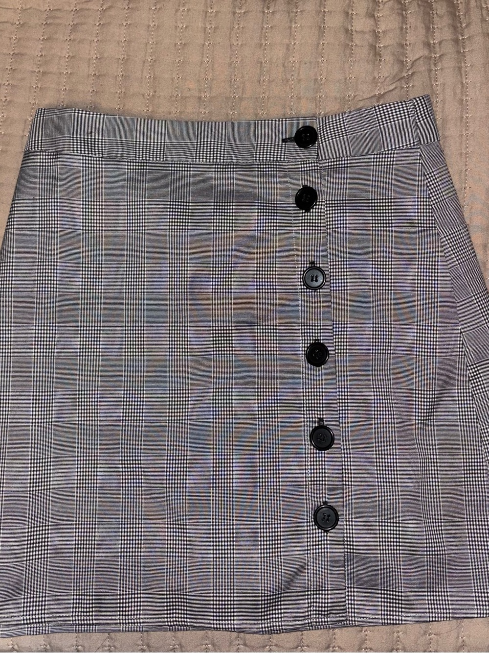 Forever 21 Gray Plaid Mini Skirt with Button-Front